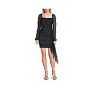 Charcoal Long Sleeve Square Neck Glitter Mesh Sash Dress. Still in bag.